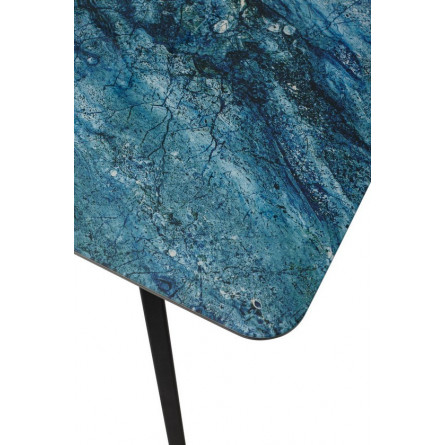 Стол АРУБА 140 АКВАМАРИН, стекло/ ЧЕРНЫЙ каркас М-City