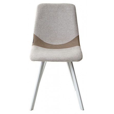 Стул ELLEN WZ2042-02 светло-бежевый фактурный велюр/ RU-09 серо-бежевый/ белый каркас М-City