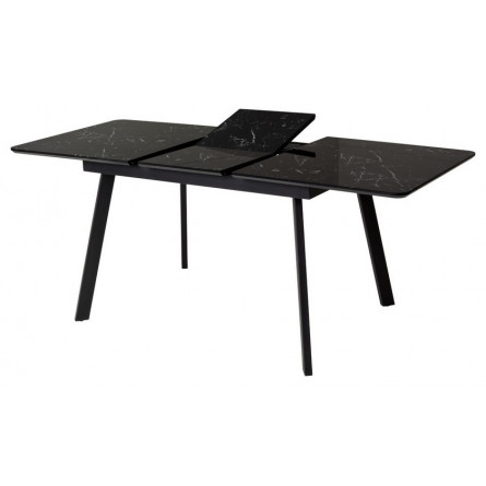 Стол АРУБА 140 ЧЕРНЫЙ МРАМОР, стекло / ЧЕРНЫЙ М-City
