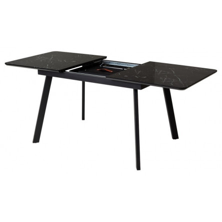 Стол АРУБА 140 ЧЕРНЫЙ МРАМОР, стекло / ЧЕРНЫЙ М-City