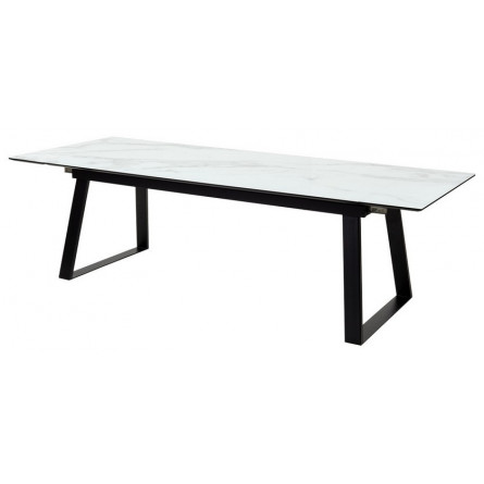 Стол Франк 200 БЕЛЫЙ МРАМОР, стекло / ЧЕРНЫЙ М-City