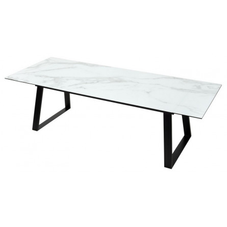 Стол Франк 200 БЕЛЫЙ МРАМОР, стекло / ЧЕРНЫЙ М-City