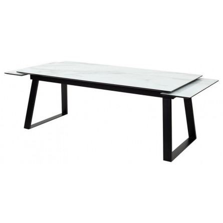 Стол Франк 200 БЕЛЫЙ МРАМОР, стекло / ЧЕРНЫЙ М-City