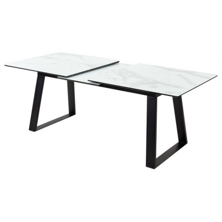 Стол Франк 180 БЕЛЫЙ МРАМОР, стекло / ЧЕРНЫЙ М-City