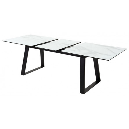 Стол Франк 180 БЕЛЫЙ МРАМОР, стекло / ЧЕРНЫЙ М-City