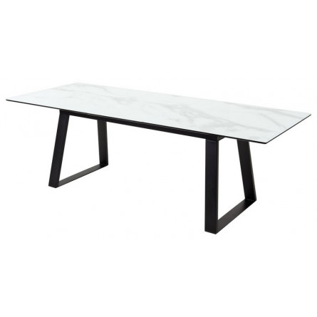 Стол Франк 180 БЕЛЫЙ МРАМОР, стекло / ЧЕРНЫЙ М-City