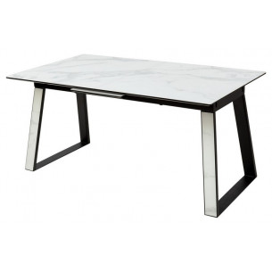 Стол Франк 160 БЕЛЫЙ МРАМОР, стекло / ЧЕРНЫЙ-БЕЛЫЙ МРАМОР, М-City