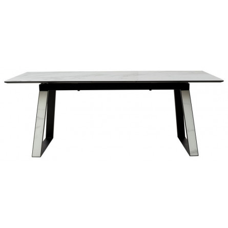 Стол Франк 160 БЕЛЫЙ МРАМОР, стекло / ЧЕРНЫЙ-БЕЛЫЙ МРАМОР, М-City