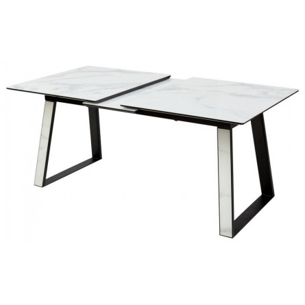 Стол Франк 160 БЕЛЫЙ МРАМОР, стекло / ЧЕРНЫЙ-БЕЛЫЙ МРАМОР, М-City