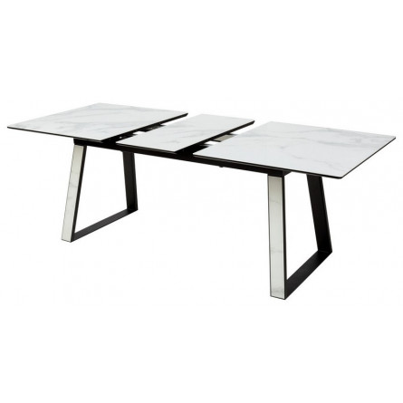 Стол Франк 160 БЕЛЫЙ МРАМОР, стекло / ЧЕРНЫЙ-БЕЛЫЙ МРАМОР, М-City