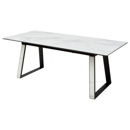 Стол Франк 160 БЕЛЫЙ МРАМОР, стекло / ЧЕРНЫЙ-БЕЛЫЙ МРАМОР, М-City