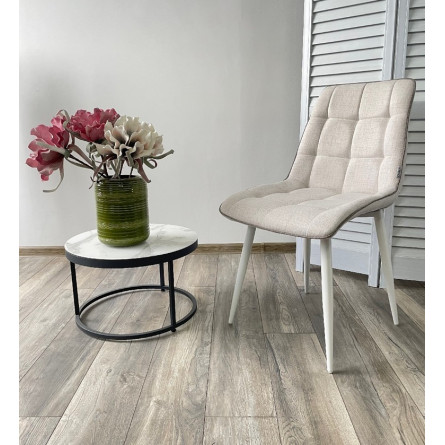 Стул CHIC HE622-01/ HE622-05 топленое молоко, ткань/ белый каркас М-City