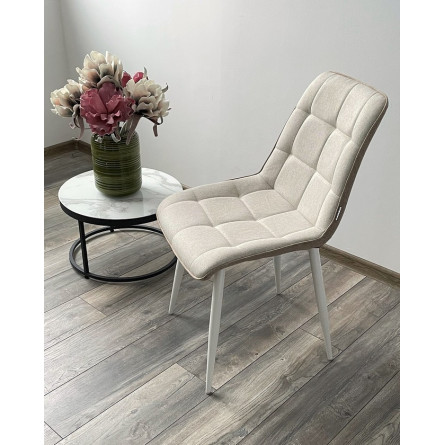 Стул CHIC VF-01/ VF-02 светло-бежевый/ бежевый, ткань/ белый каркас М-City