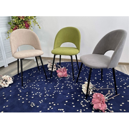 Стул РАМОУНЗ, цвет бежевый V04, велюр/ черный каркас М-City