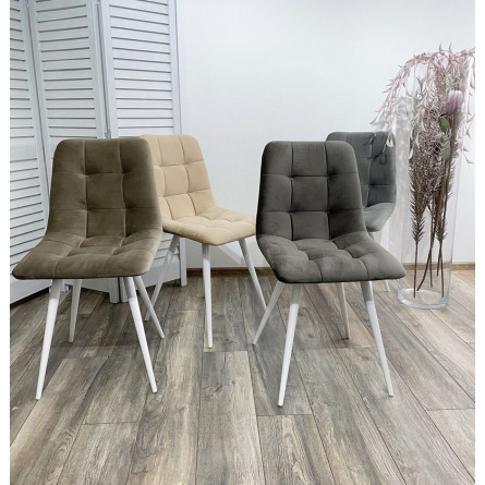 Стул CHILLI-Q латте 25, велюр / белый каркас, 4 шт/ 1 к, М-City