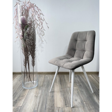 Стул CHILLI-Q светло-серый 26, велюр / белый каркас, 4 шт/ 1 к, М-City