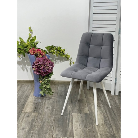 Стул CHILLI-Q серый 27, велюр / белый каркас, 4 шт/ 1 к, М-City