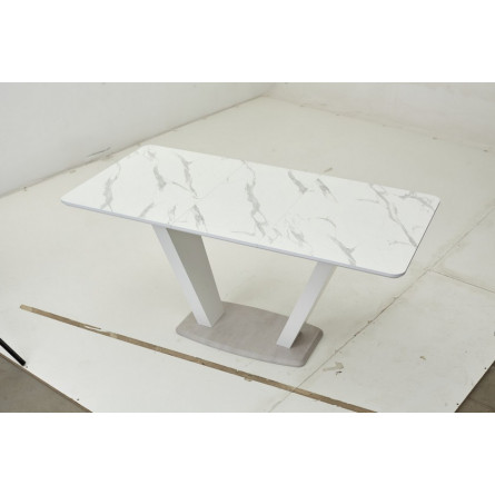 Стол Прага 120 БЕЛЫЙ МРАМОР FC13 CLEAF, пластик / БЕЛЫЙ, КАМЕНЬ СВЕТЛЫЙ М-City