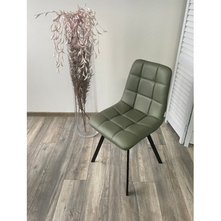 Стул CHILLI SQUARE HK017-22 серо-эвкалиптовый, PU/ черный каркас М-City
