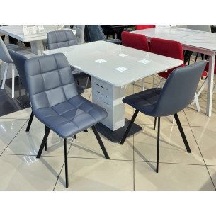 Стул CHILLI SQUARE HK017-09 серо-черничный, PU/ черный каркас М-City