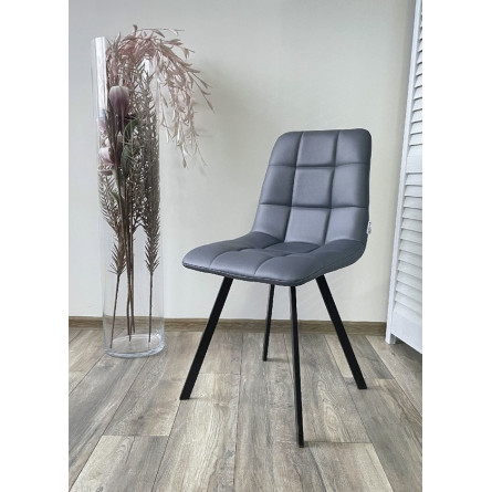 Стул CHILLI SQUARE HK017-09 серо-черничный, PU/ черный каркас М-City