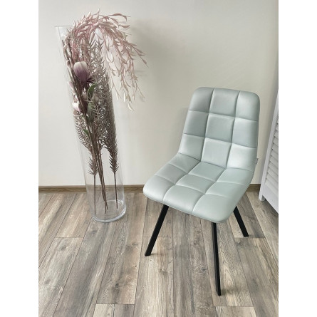 Стул CHILLI SQUARE HK017-35 серо-голубой, PU/ черный каркас М-City