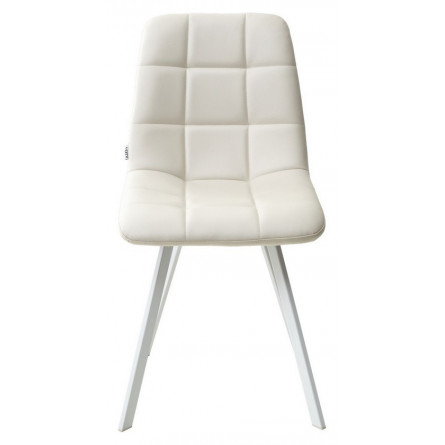 Стул CHILLI SQUARE HK017-01 светло-бежевый, PU/ белый каркас М-City