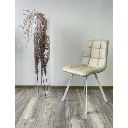 Стул CHILLI SQUARE HK017-02 серо-бежевый/ белый каркас, PU М-City