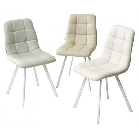 Стул CHILLI SQUARE HK017-02 серо-бежевый/ белый каркас, PU М-City
