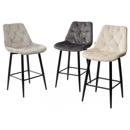 Полубарный стул YAM G062-37 светло-серый, велюр (H65cm) М-City