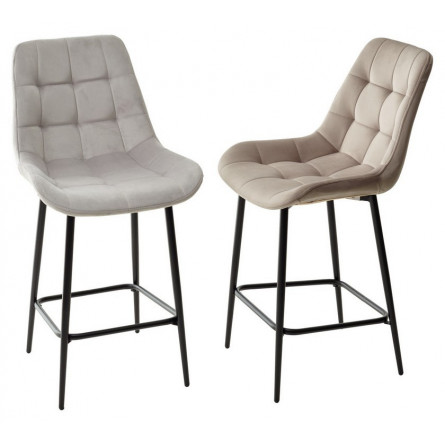 Полубарный стул ХОФМАН, цвет H-09 Светло-серый, велюр / черный каркас H63cm М-City