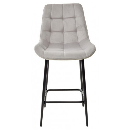 Полубарный стул ХОФМАН, цвет H-09 Светло-серый, велюр / черный каркас H63cm М-City