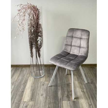 Стул CHILLI SQUARE PK6015-03 (VBP203) античный cеребристо-серый, велюр/ белый каркас М-City