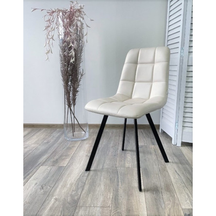 Стул CHILLI SQUARE HK017-01 светло-бежевый, PU/ черный каркас М-City