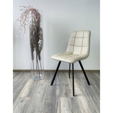 Стул CHILLI SQUARE HK017-02 серо-бежевый, PU/ черный каркас М-City