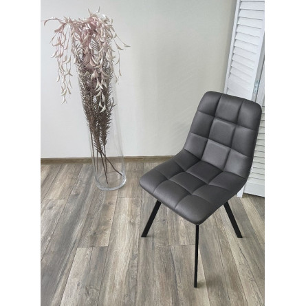 Стул CHILLI SQUARE HK017-11 темно-серый, PU/ черный каркас М-City