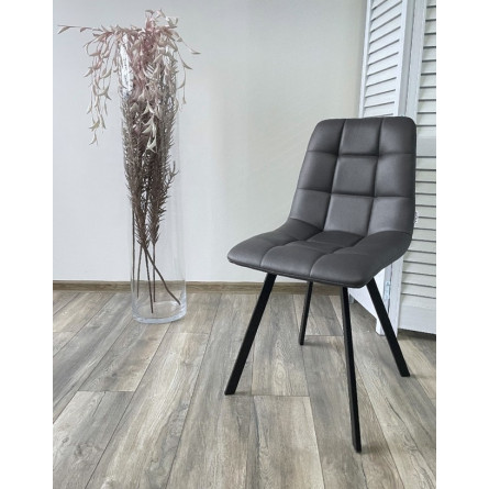 Стул CHILLI SQUARE HK017-11 темно-серый, PU/ черный каркас М-City