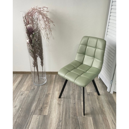 Стул CHILLI SQUARE HK017-15 серо-зеленый, PU/ черный каркас М-City