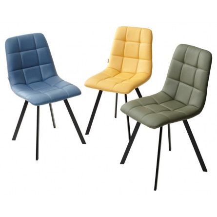 Стул CHILLI SQUARE HK017-17 глубокий голубой, PU/ черный каркас М-City