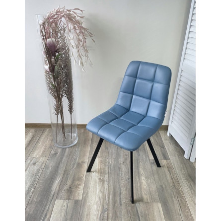 Стул CHILLI SQUARE HK017-17 глубокий голубой, PU/ черный каркас М-City