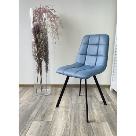 Стул CHILLI SQUARE HK017-17 глубокий голубой, PU/ черный каркас М-City