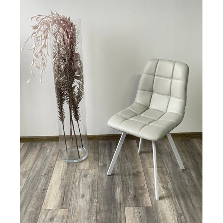 Стул CHILLI SQUARE HK017-03 светло-серый / белый каркас, PU М-City