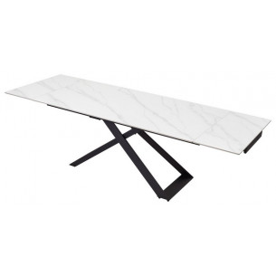 Стол LIVORNO 180 MATT WHITE MARBLE SINTERED STONE/ BLACK М-City