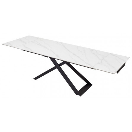 Стол LIVORNO 180 MATT WHITE MARBLE SINTERED STONE/ BLACK М-City
