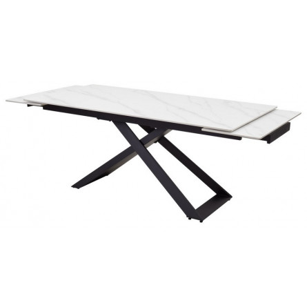 Стол LIVORNO 180 MATT WHITE MARBLE SINTERED STONE/ BLACK М-City