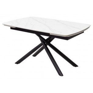 Стол RIVOLI 140 MATT WHITE MARBLE SINTERED STONE/ BLACK М-City