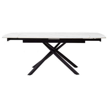 Стол RIVOLI 140 MATT WHITE MARBLE SINTERED STONE/ BLACK М-City