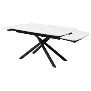 Стол RIVOLI 140 MATT WHITE MARBLE SINTERED STONE/ BLACK М-City