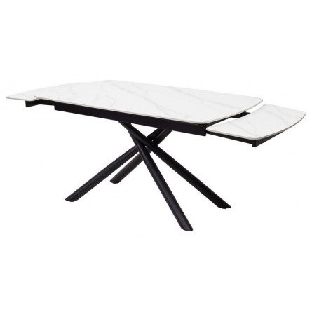 Стол RIVOLI 140 MATT WHITE MARBLE SINTERED STONE/ BLACK М-City