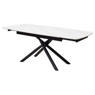 Стол RIVOLI 140 MATT WHITE MARBLE SINTERED STONE/ BLACK М-City